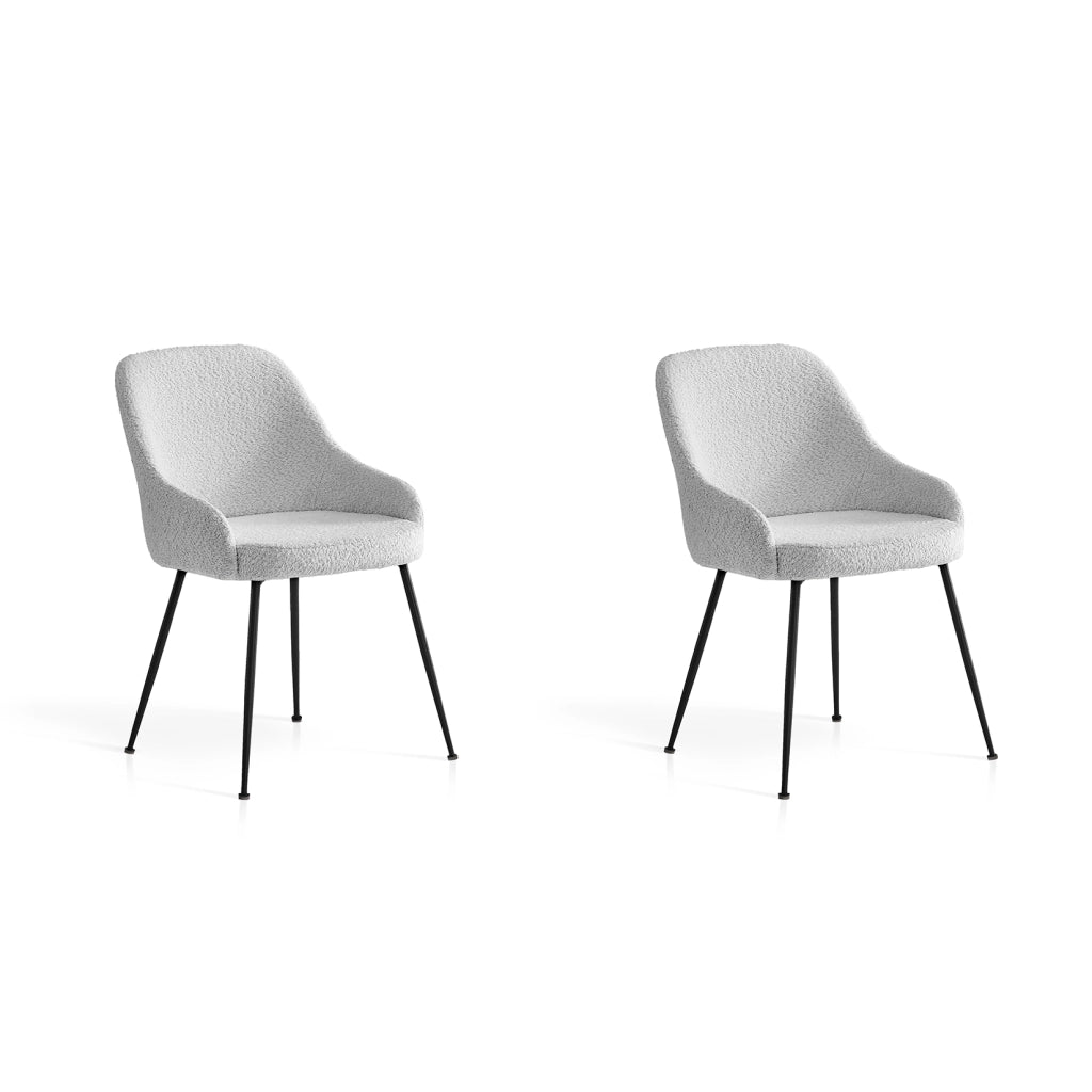 Set 2 sedie da pranzo Hispanohogar ferro e tessuto bouclé bianco avorio 82×51×59 cm