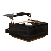 TAVOLINO DA CAFFÈ 70 x 70 x 38 cm Nero in pannello di legno con LED