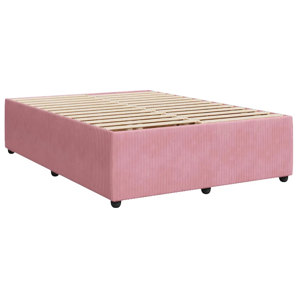 Giroletto a Molle con Materasso Rosa 140x190 cm in Velluto 3292333