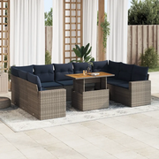 Set Divano da Giardino 10 pz con Cuscini Grigio in Polyrattan 3327085