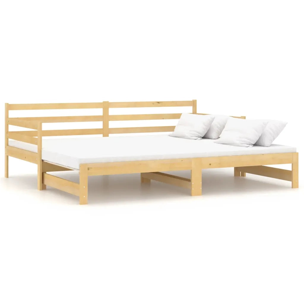 Divano Letto Estraibile in Legno Massello di Pino 2x(90x200) cm 806955