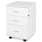 HOMCOM Mobiletto da Archiviazione per Ufficio su Ruote, 3 Cassetti con Serratura, 40 x 40 x 61,5 cm, Bianco
