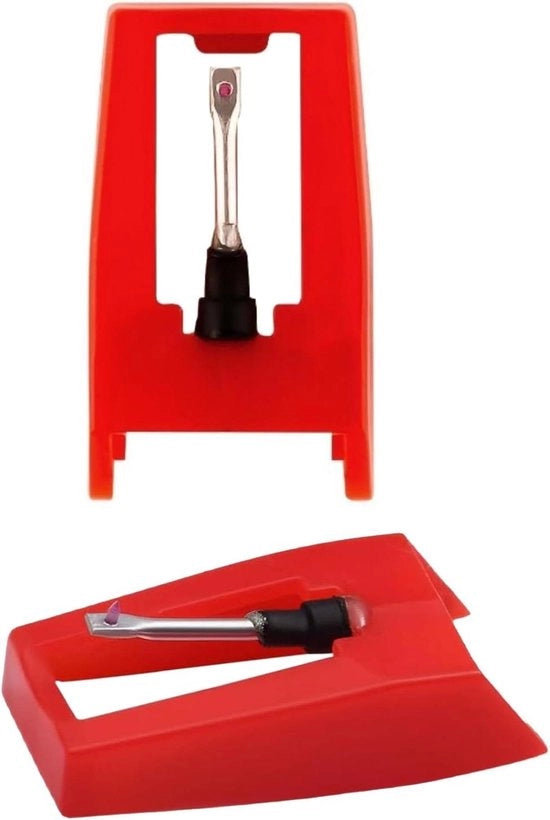 Due set di ago di riserva rosse per giradischi con pulitore di ago - adatto per lettore di vinili, giradischi e fonografo