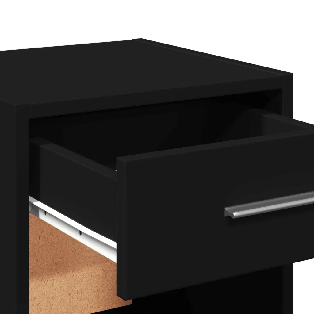 Comodini 2pz Neri 35x34x65 cm in Legno Multistrato