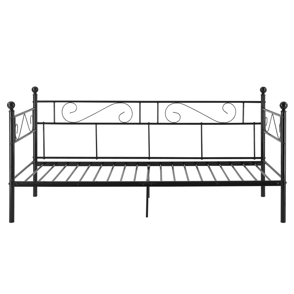 Divano Letto con Materasso 90x200 cm Sofa in Acciaio - Nero [en.casa]