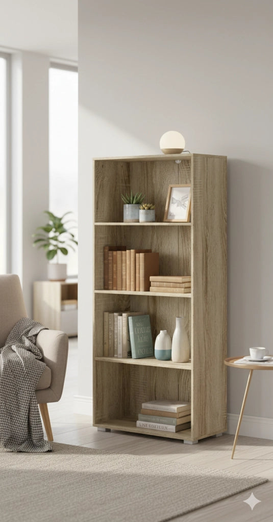 Libreria 4 Ripiani 60x30x130 cm in MDF Rovere