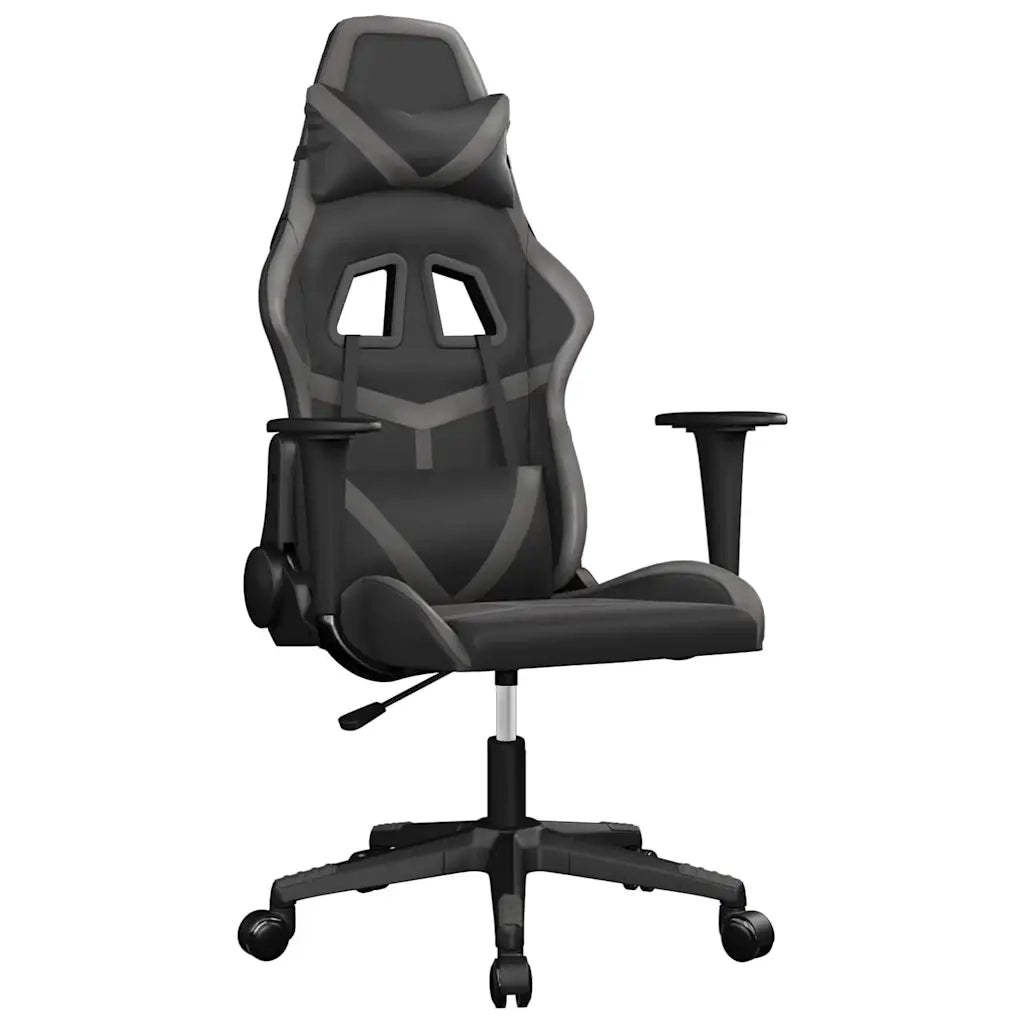 vidaXL Sedia da Gaming Massaggiante Nero e Grigio in Similpelle