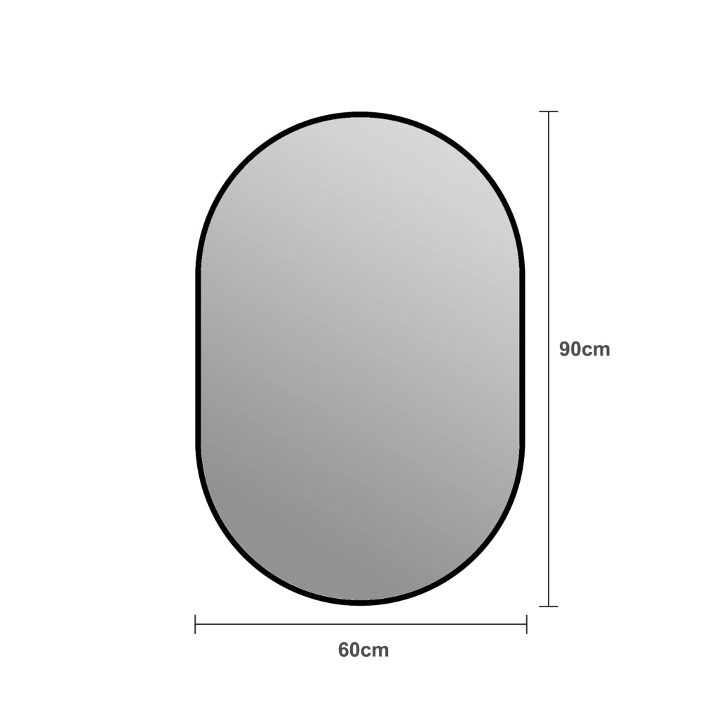 Specchio da parete ad arco 60x90 cm in vetro e alluminio nero, verticale o orizzontale