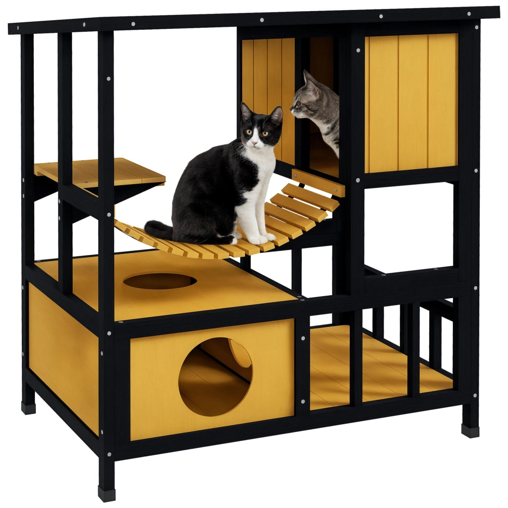 Casetta per Gatti con Rampa e Piattaforma ¨C Zephmum ¨C Verde 84.5x60x88 cm