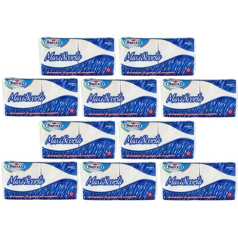 SET 10 MAURY'S TOVAGLIOLI BIANCHI 33X33CM MONOVELO 2300 PZ MAXI SCORTA
