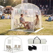 Tenda Sportiva a Bolla Pop-up 215 x 215 cm, Tenda Cupola Trasparente Resistente per Festival, Raduni all' Aperto, Eventi Sportivi, da Giardino, Terrazzo e Campeggio, 2-4 Persone