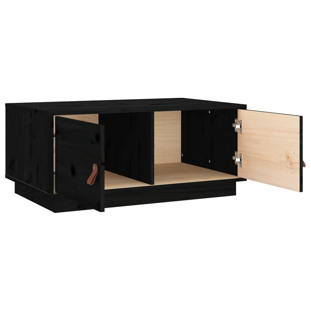 Tavolino da salotto | Tavolino da caff¨¨ | Tavolino da Soggiorno Nero 80x50x35 cm in Legno Massello di Pino