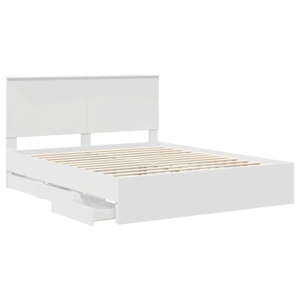 Struttura del letto-Giroletto-Rete del Letto Bianco 160 x 200 cm Legno Ingegnerizzato 103406