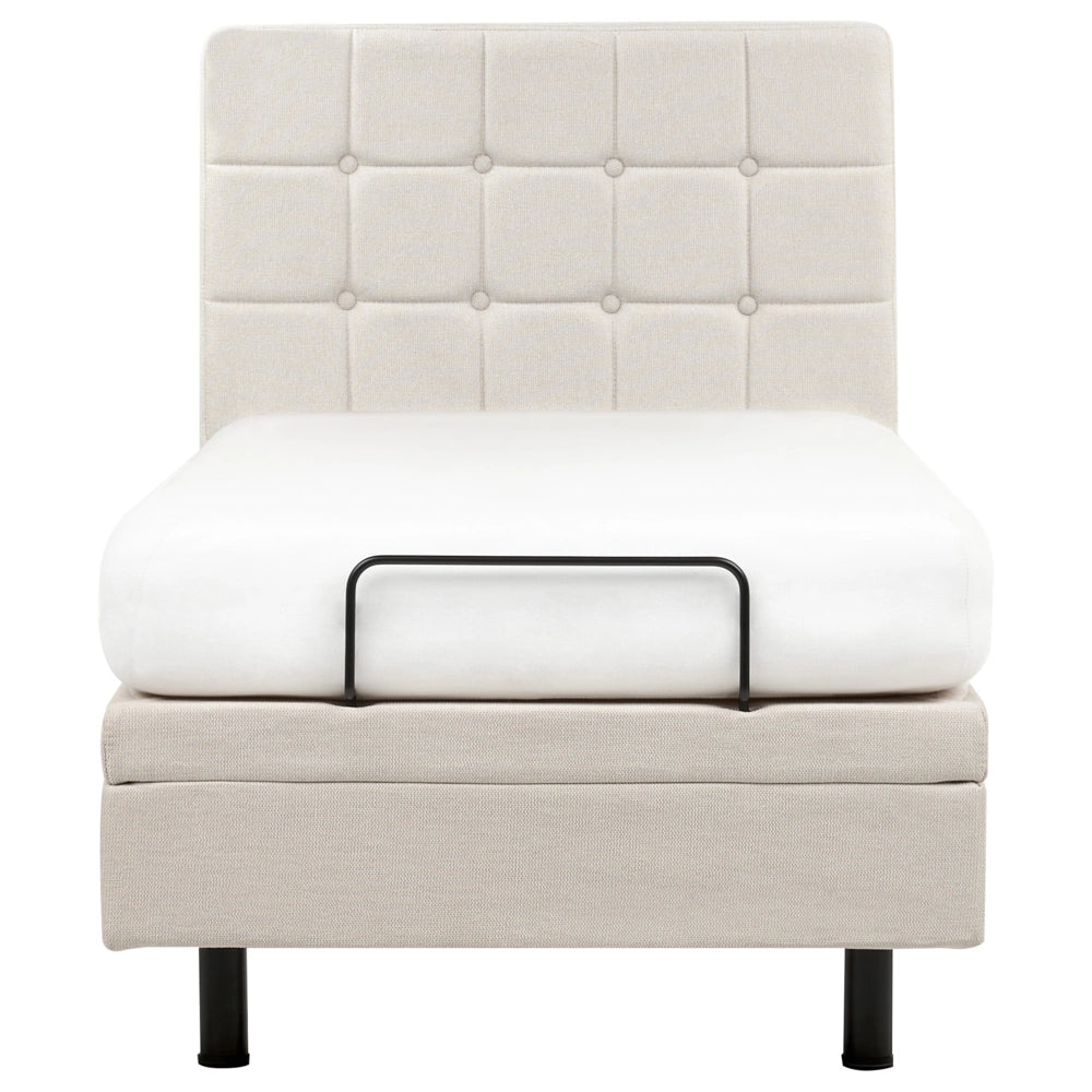 Letto Tessuto Beige Chiaro Elettrico Regolabile con Telecomando 90 x 200 cm