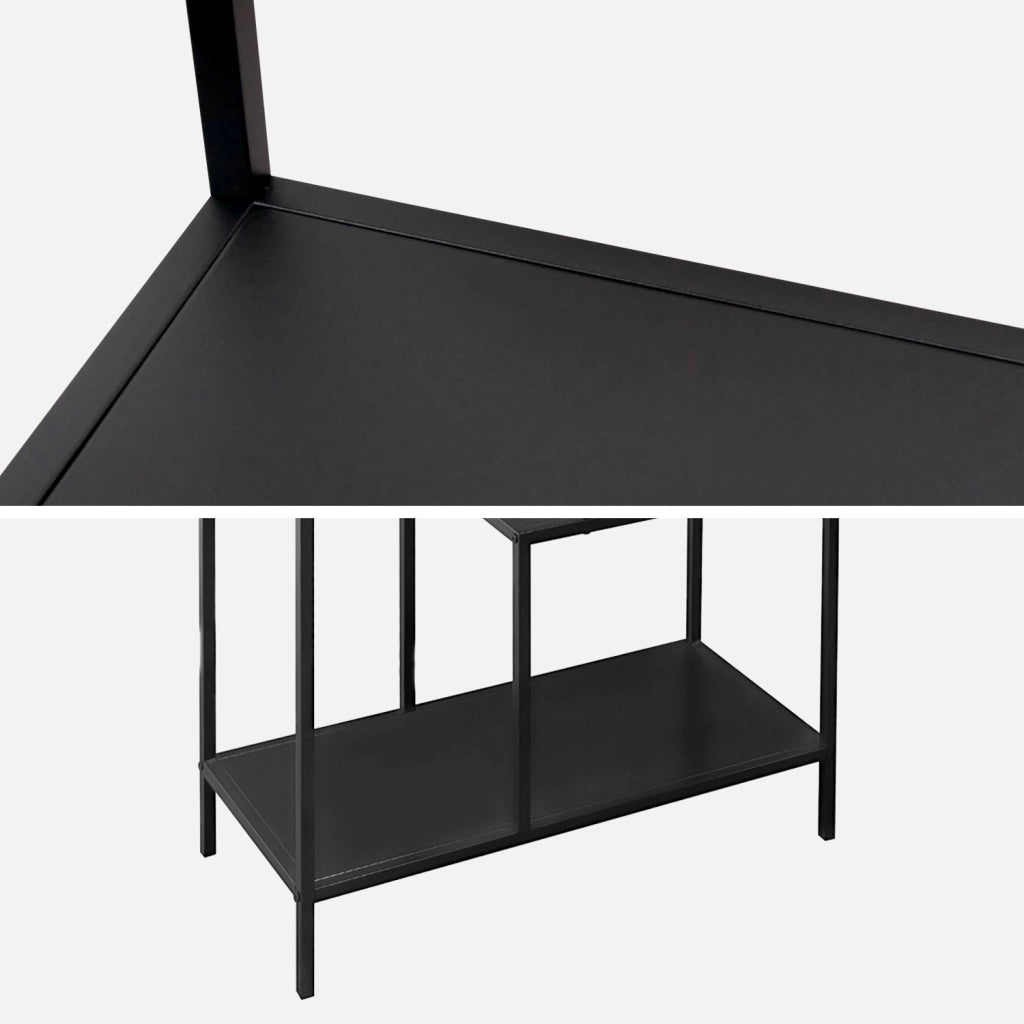 Libreria asimmetrica in metallo nero con 4 ripiani, nero