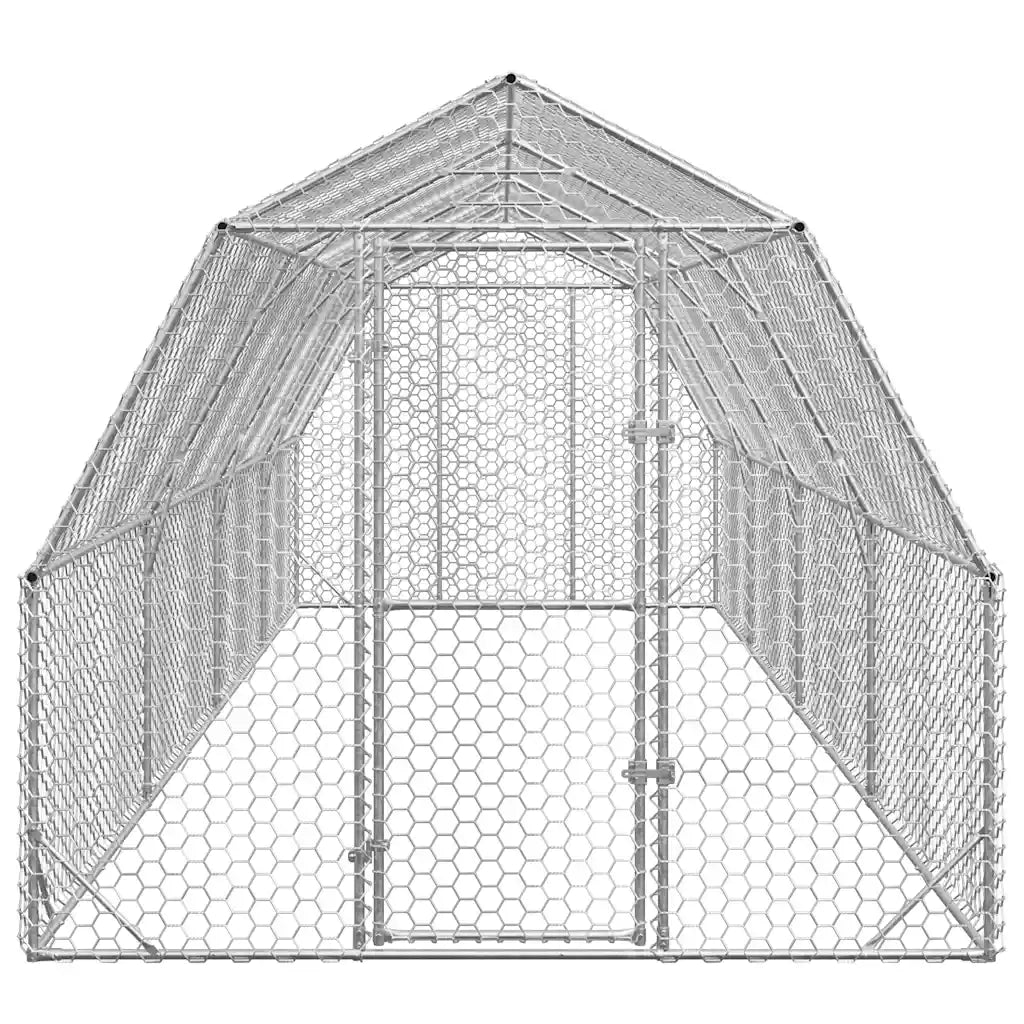 vidaXL Recinto per Polli 2,5x8x2,25 m in Acciaio Zincato