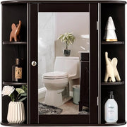 Armadietto del Bagno con Specchio, Armadietto di Legno Appeso con Mensole Regolabili, Armadietto dei Medicinali Multiuso per Bagno Salone Cucina (Marronre)