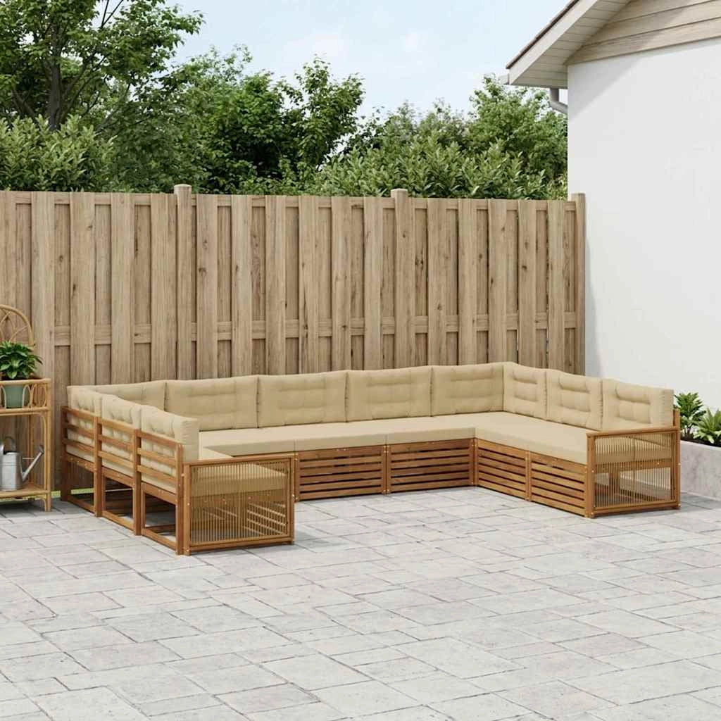 Set di divani da esterno 9 pz Naturale e Beige 3383841
