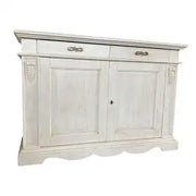 Credenza madia Alberta in legno 2 ante? bugnate 2 cassetti bianco anticato