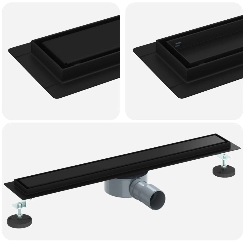 Scarico doccia 2-in-1 con sifone a 360° Nero 60 cm