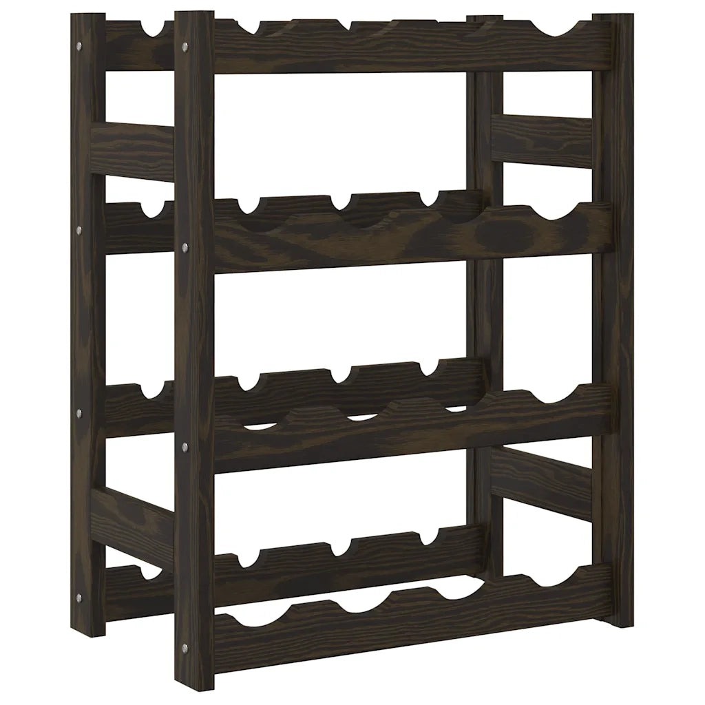 Portabottiglie per 16 Bottiglie Nero Legno Massello di Pino CFW1861468