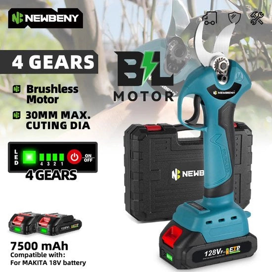 Snoeischaar Elettrica a Batteria - Verde - 4 Rapporti di Velocità - 2 Batterie - 1500 W - Snoeischaar a Batteria