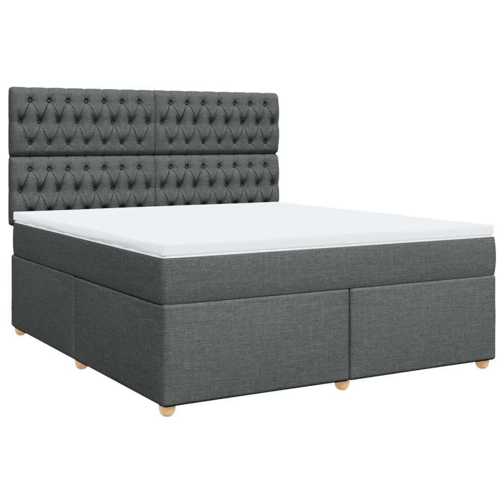 Giroletto a Molle con Materasso Grigio Scuro 180x200 cm Tessuto