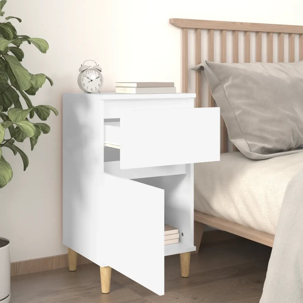 Set di 2 Comodini | Armadio da Notte | Mobiletto da notte Bianchi 40x35x70 cm