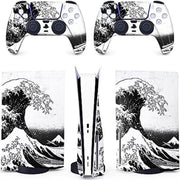 Kit di protezione per console controller in vinile, completo, per PlayStation 5 (PS5 Standard Disc, Nero Bianco)