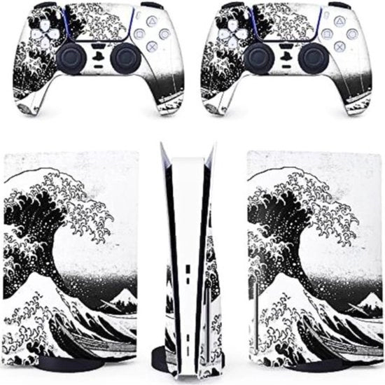 Kit di protezione per console controller in vinile, completo, per PlayStation 5 (PS5 Standard Disc, Nero Bianco)