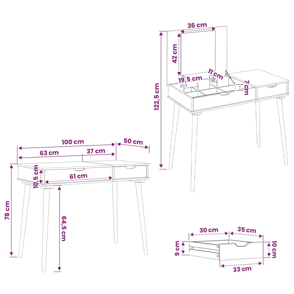 Tavolo da Trucco FAUSKE Bianco 100 x 50 x 78 cm 42040689