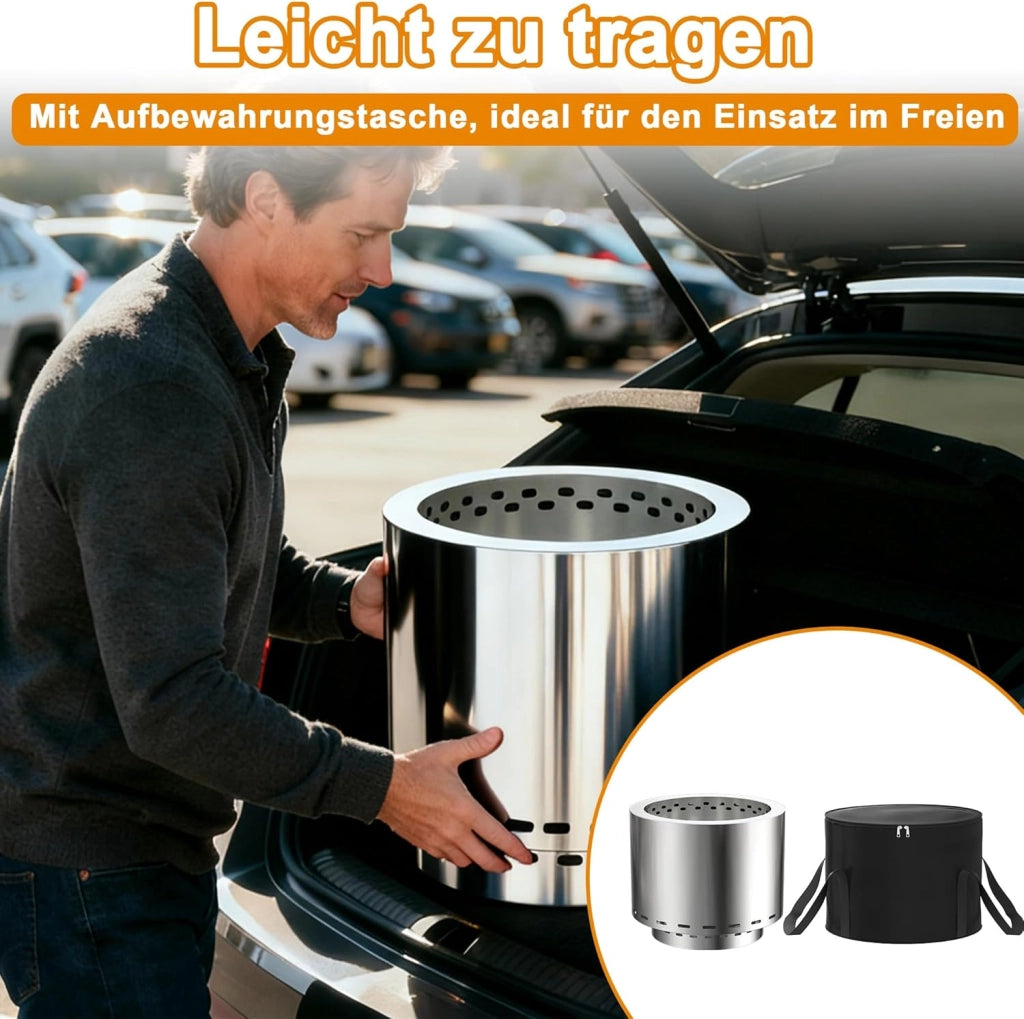 Fornello da campeggio a legna in acciaio inox Φ49 cm Solo Stove Campeggio Fornello da campeggio con custodia, grande braciere per campeggio, picnic, backpacking