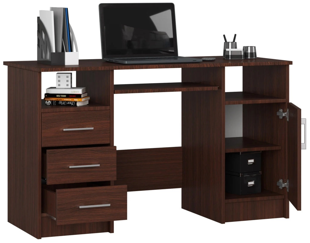 Scrivania AKORD ANA Wengé 124 cm 1 anta 3 cassetti 124x52x74 cm