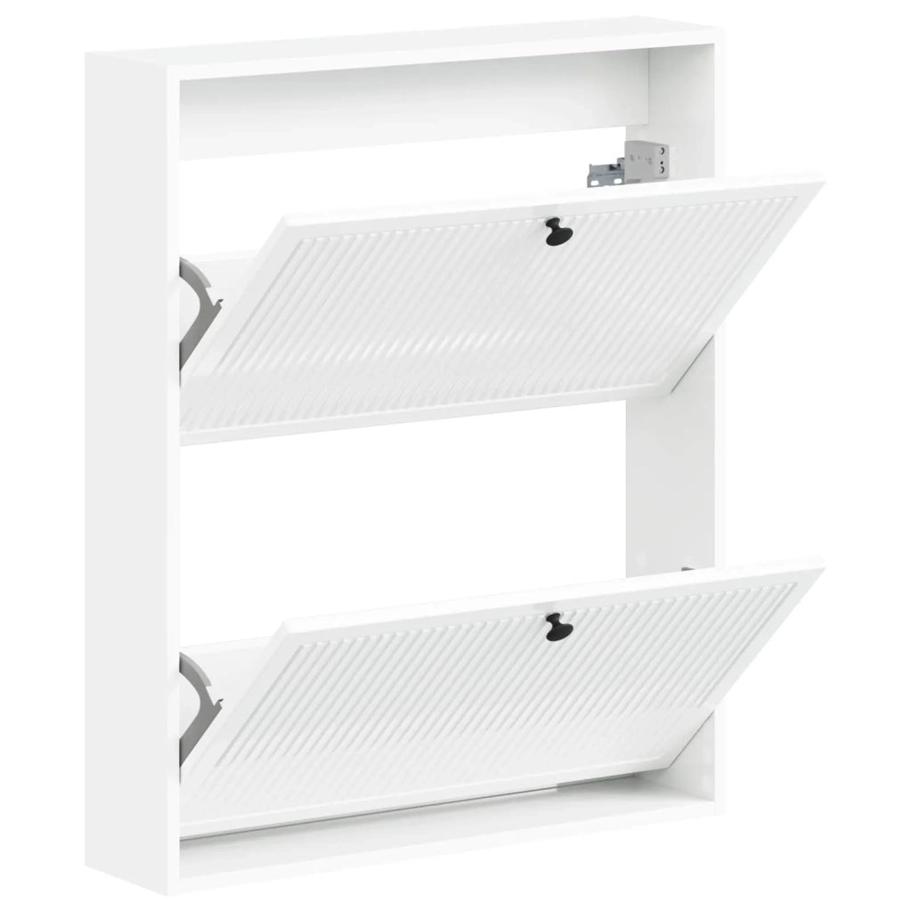 Mobiletto per Scarpe da Muro EDE 71 x 17 x 86 cm Bianco Lucido 895979