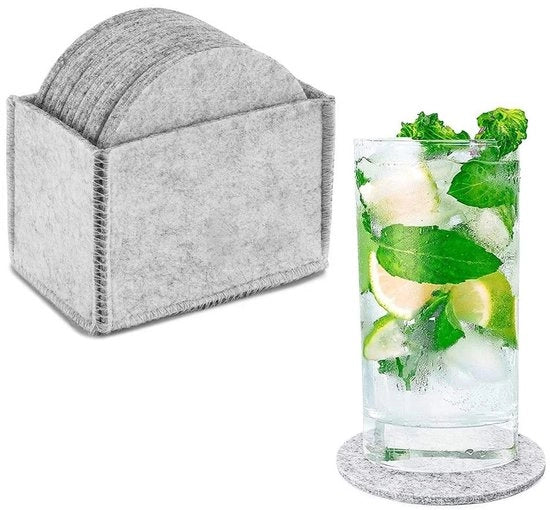 Set di supporti per vetro da 12 pezzi con scatola di conservazione, diametro 10 cm (grigio chiaro)