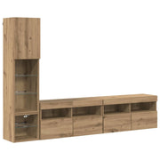 Unit¨¤ TV da Parete 4 pz | Armadietto TV | Mobile Porta TV Rovere artigianale Legno multistrato