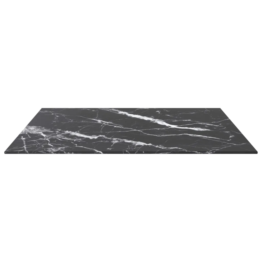 Piano Tavolo | Superficie Tavolo | Piano Scrivania Nero 70x70 cm 6 mm Vetro Temperato Design Marmo