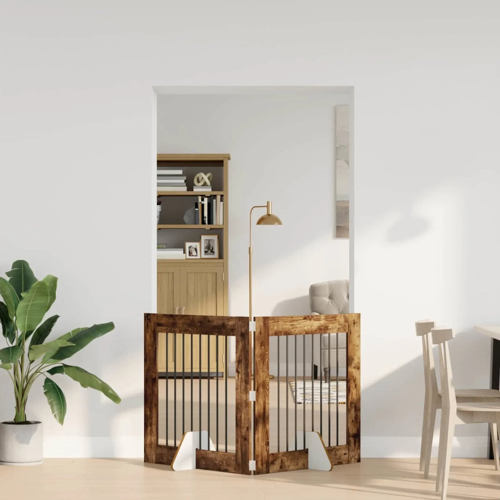 Cancello per cani con supporti 2 pcs Rovere Fumo 80 x 80 cm