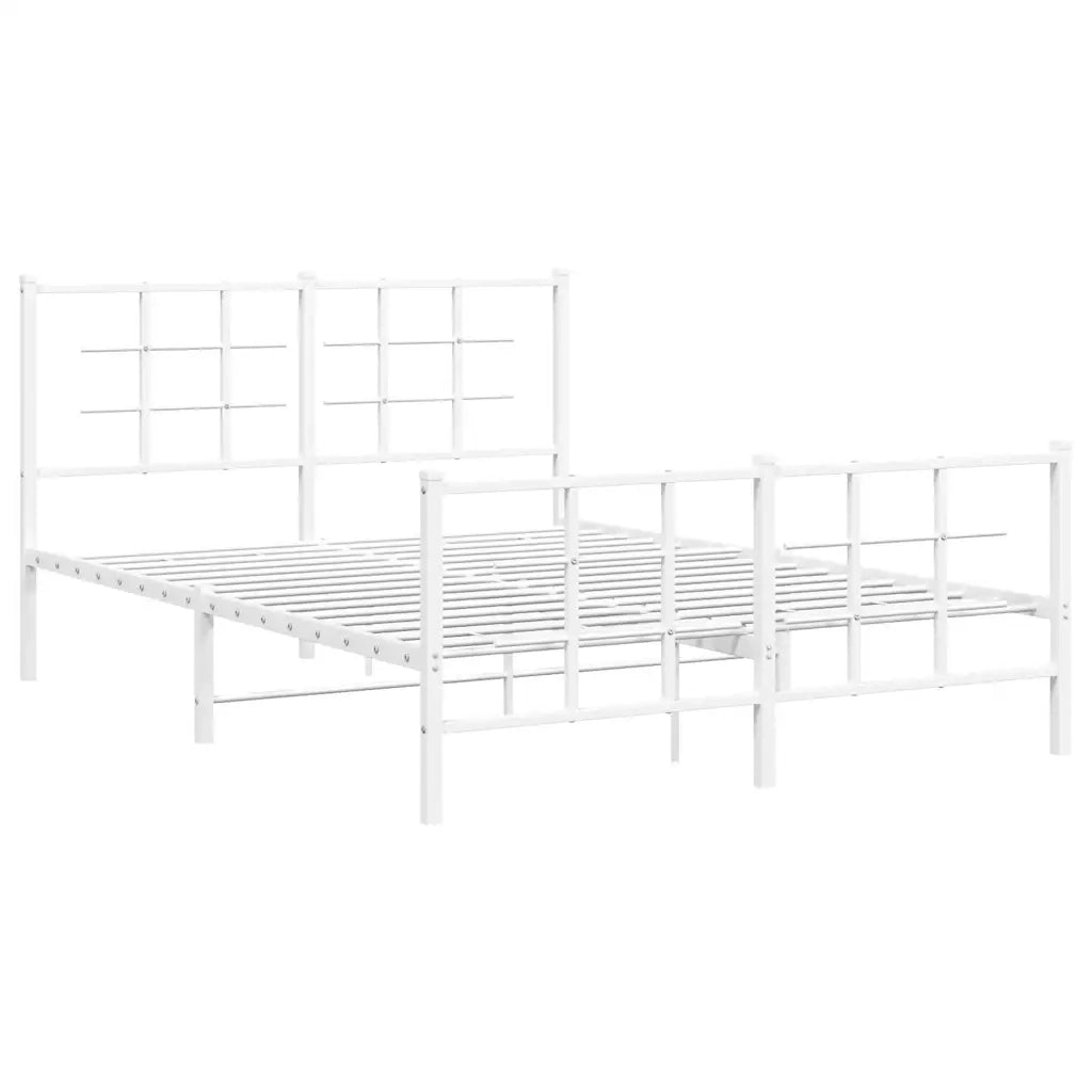 Giroletto con Testiera e Pediera-Struttura Letto Metallo Bianco 135x190 cm 757701