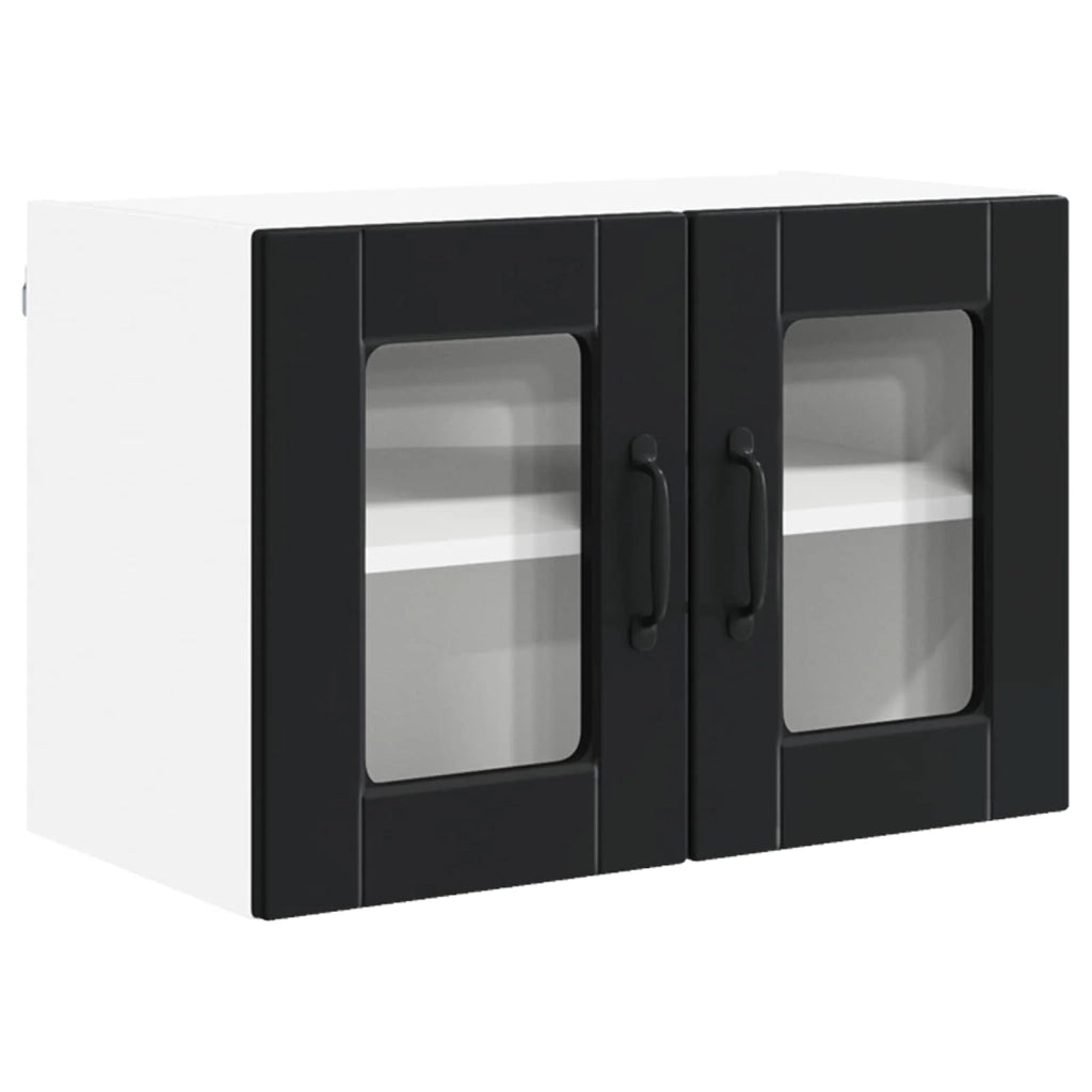 Set di 2 pensili da cucina moderni con 4 ripiani 60 x 31 x 40 cm in legno composito nero 02_0054312