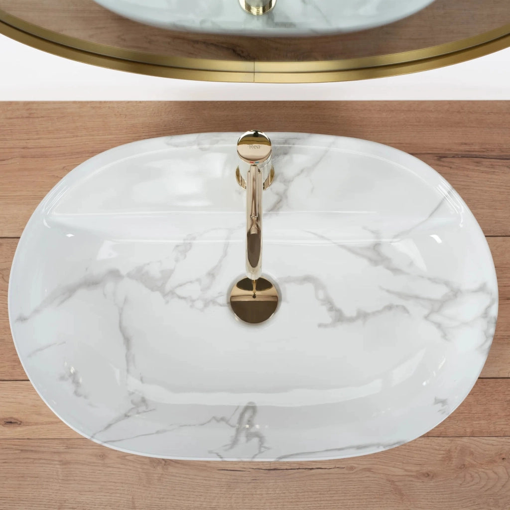 Lavabo Da Appoggio Rea Aura 61 Marmo Shiny