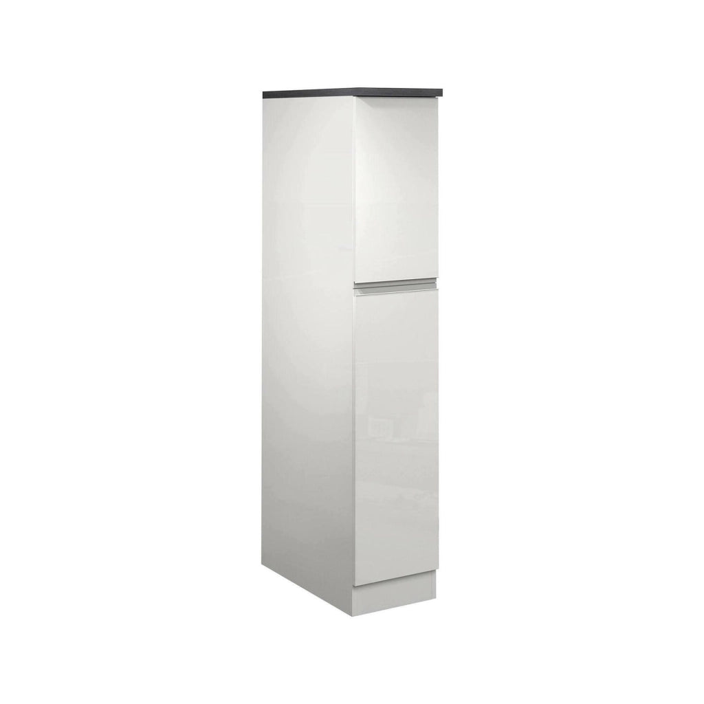 Dispensa da cucina Atrax, Mobile multiuso, Armadio portaoggetti a 2 cassettoni, 100% Made in Italy, 30x60h165 cm, Bianco lucido e Ardesia