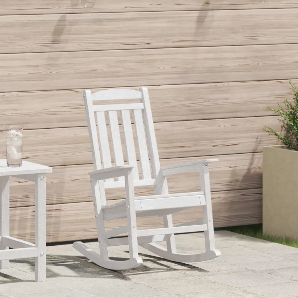 Sedia a dondolo da Giardino | Sedie da Esterno Bianco 92 x 70 x 108cm HDPE