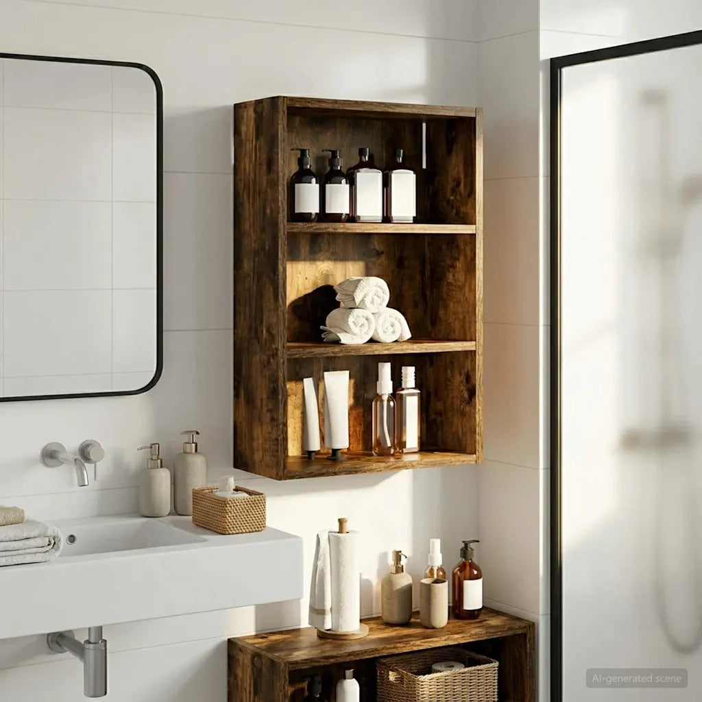 Armadio da bagno a muro Quercia Affumicata 40 x 16 x 62,5 cm