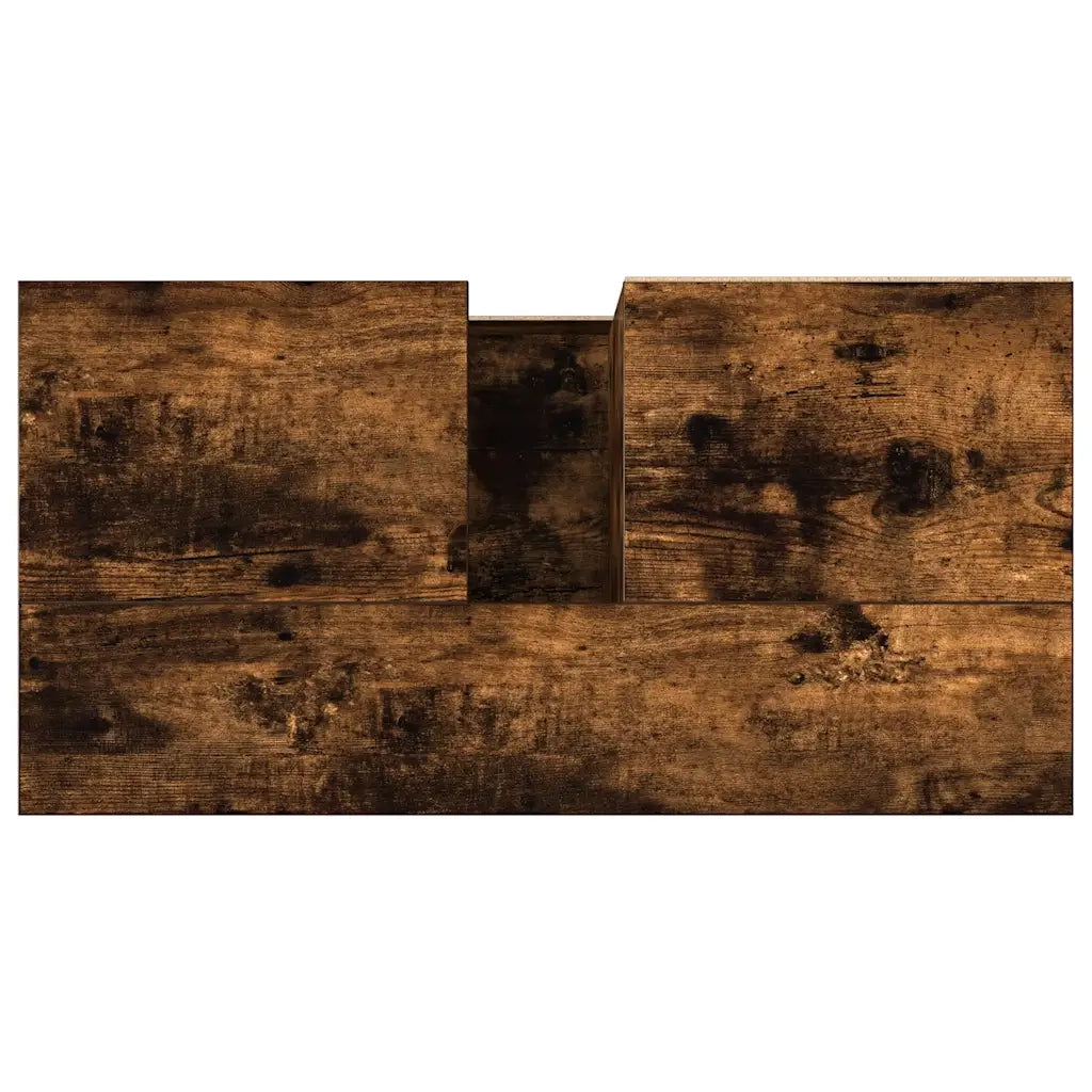 Mobiletto da bagno con vani portaoggetti anta cassetti 65 x 33 x 60 cm stile industriale legno composito finitura rovere affumicato 02_0049044