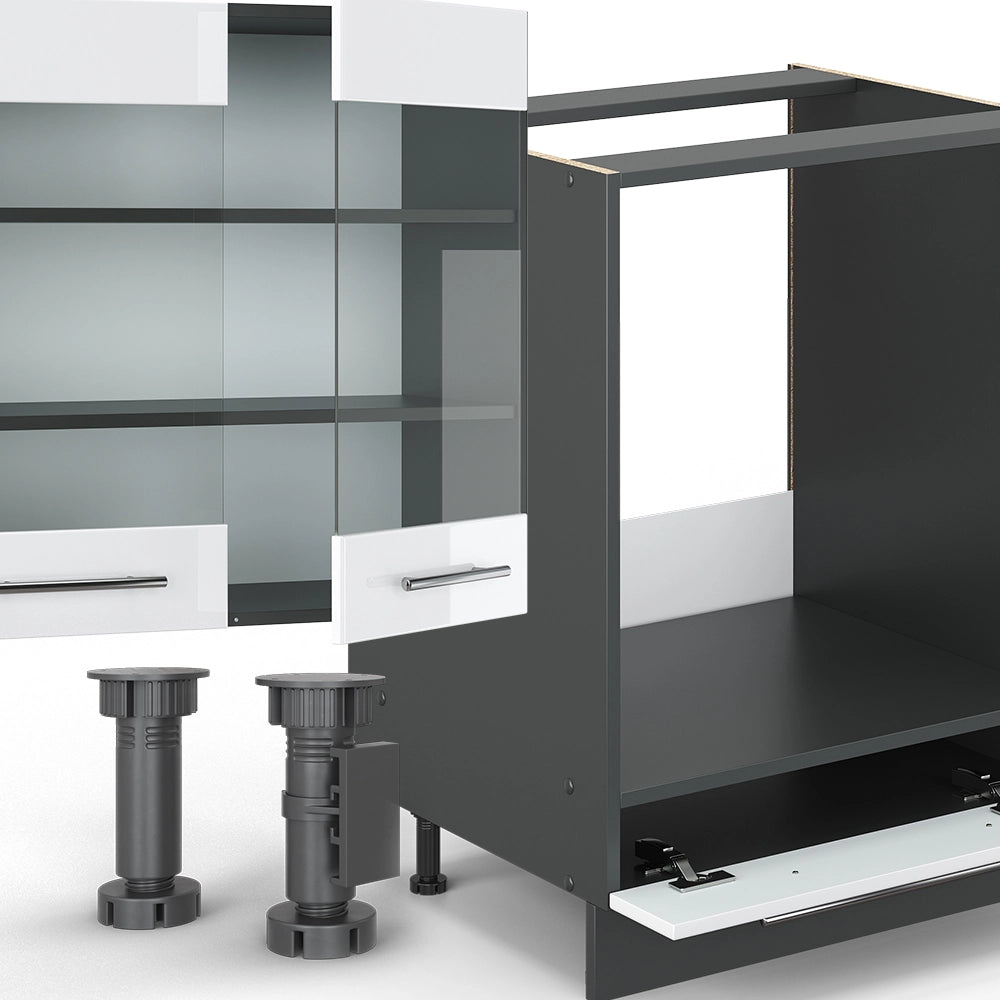Cucina componibile Fame-Line Bianco lucido/Antracite 300 cm, PL Marmo Vicco