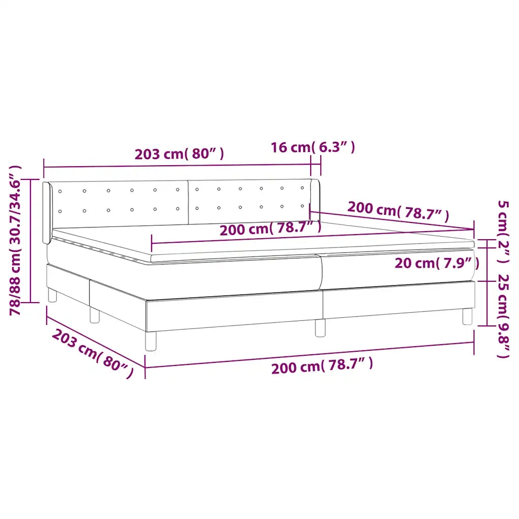 Giroletto a Molle con Materasso Blu Scuro 200x200 cm in Velluto 3131223
