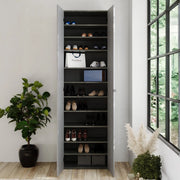 Ruggiero, Armadio Multiuso 2 Ante 10 Ripiani, 63x212h cm Grigio Cemento