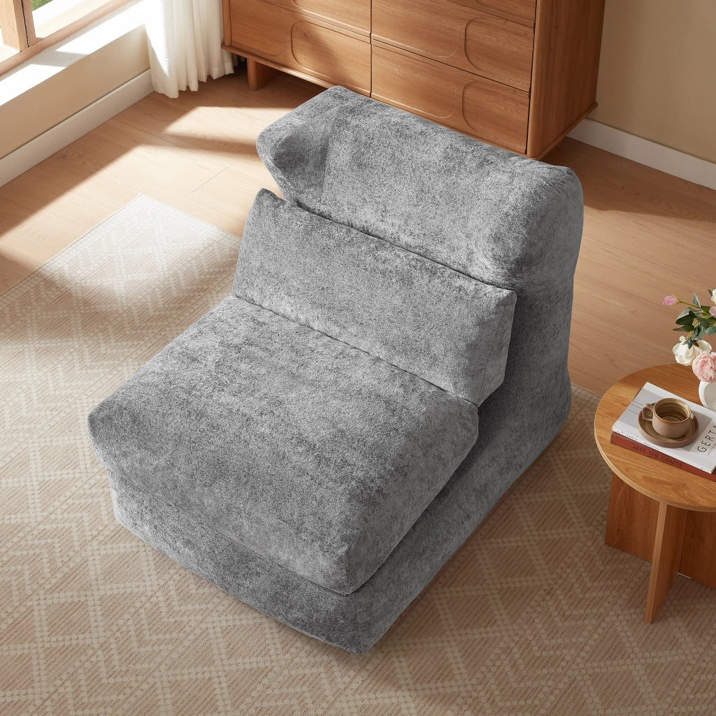 Fauteuil convertible modulare con seduta ampia e design originale in schiuma grigia 31 × 31 × 107 cm