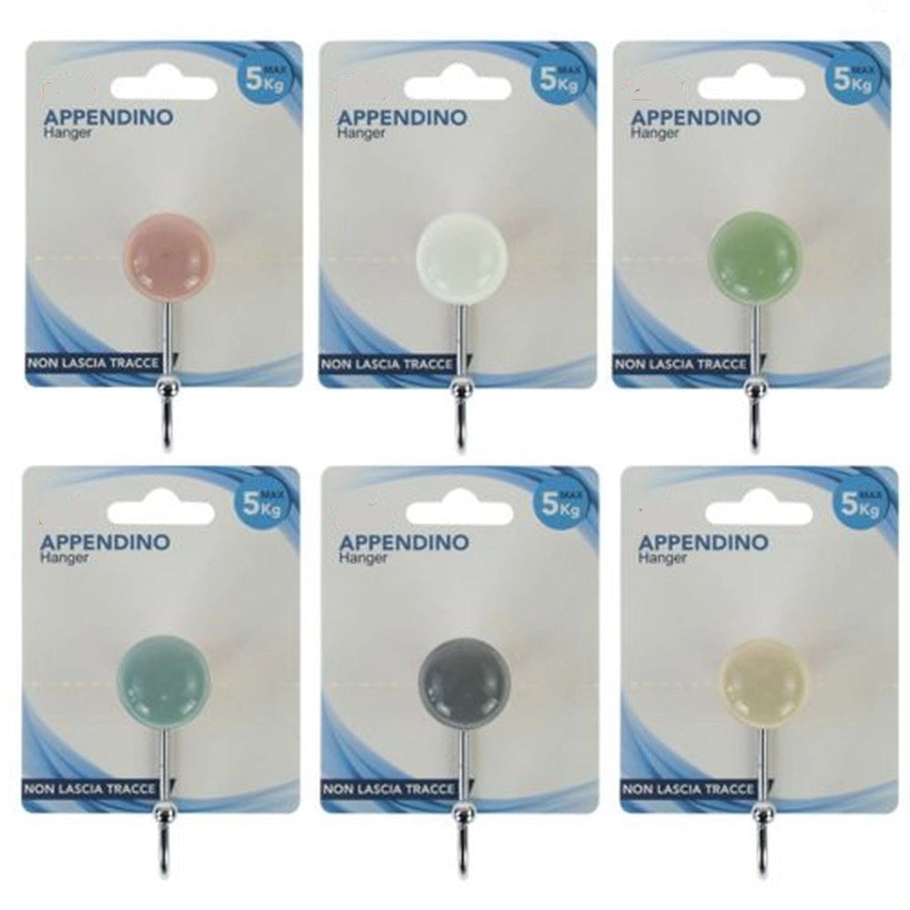 Trade Shop - Gancio Appendino Adesivo Appendiabiti Da Parete Per Casa Cucina Bagno Colorato 10801 -